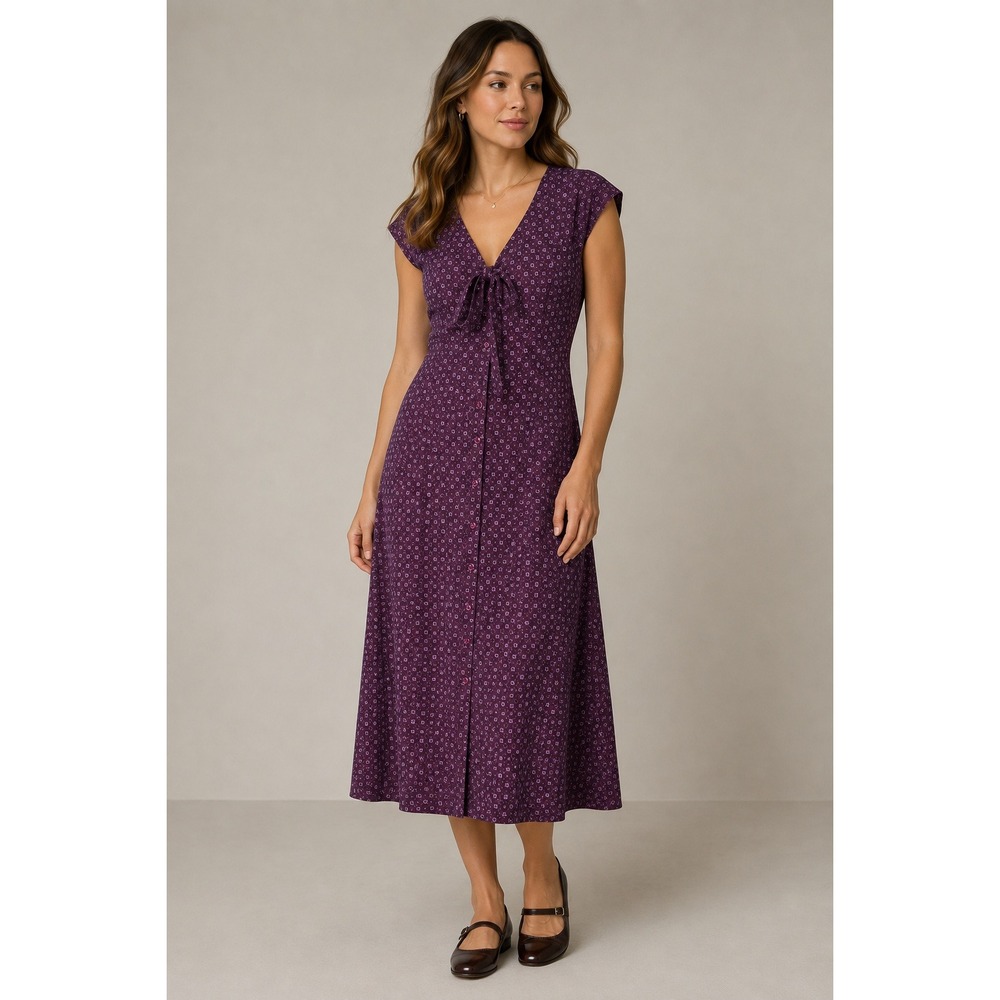 Danny & Nicole Purple Floral Maxi Dress Boho Cottagecore Retro Purple Poly 12